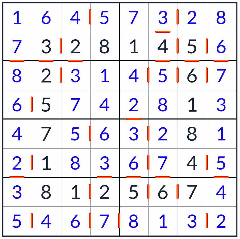 Anti-Knight Consecutive Sudoku 8x8 solution