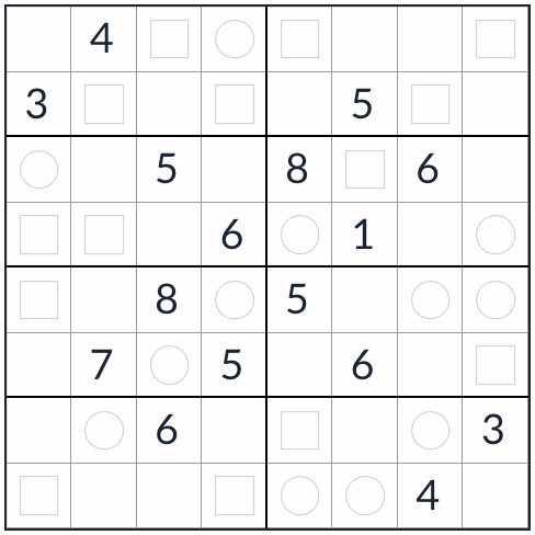 Anti-Knight Even-Odd Sudoku 8x8