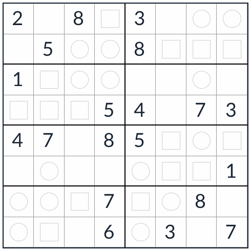 Even-Odd Sudoku 8x8