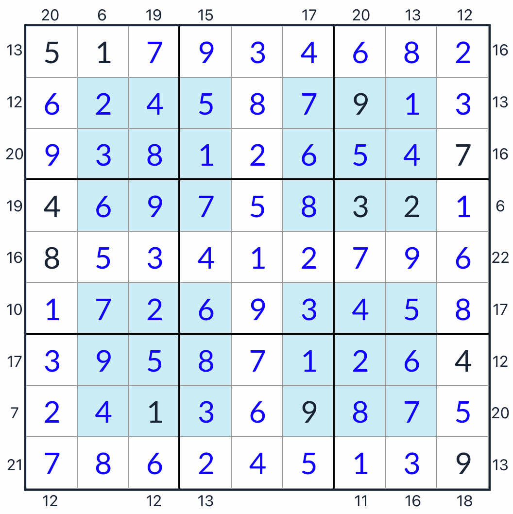 Anti-king Hyper Frame Sudoku solution