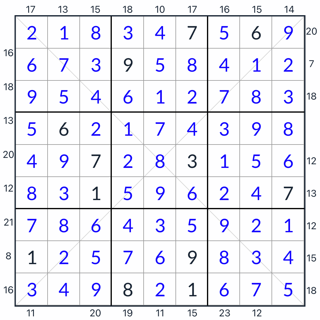 Diagonal Frame Sudoku solution