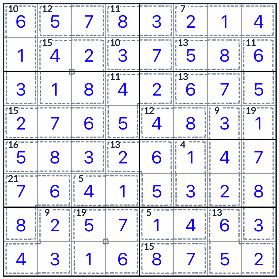 Killer Sudoku 8x8 solution