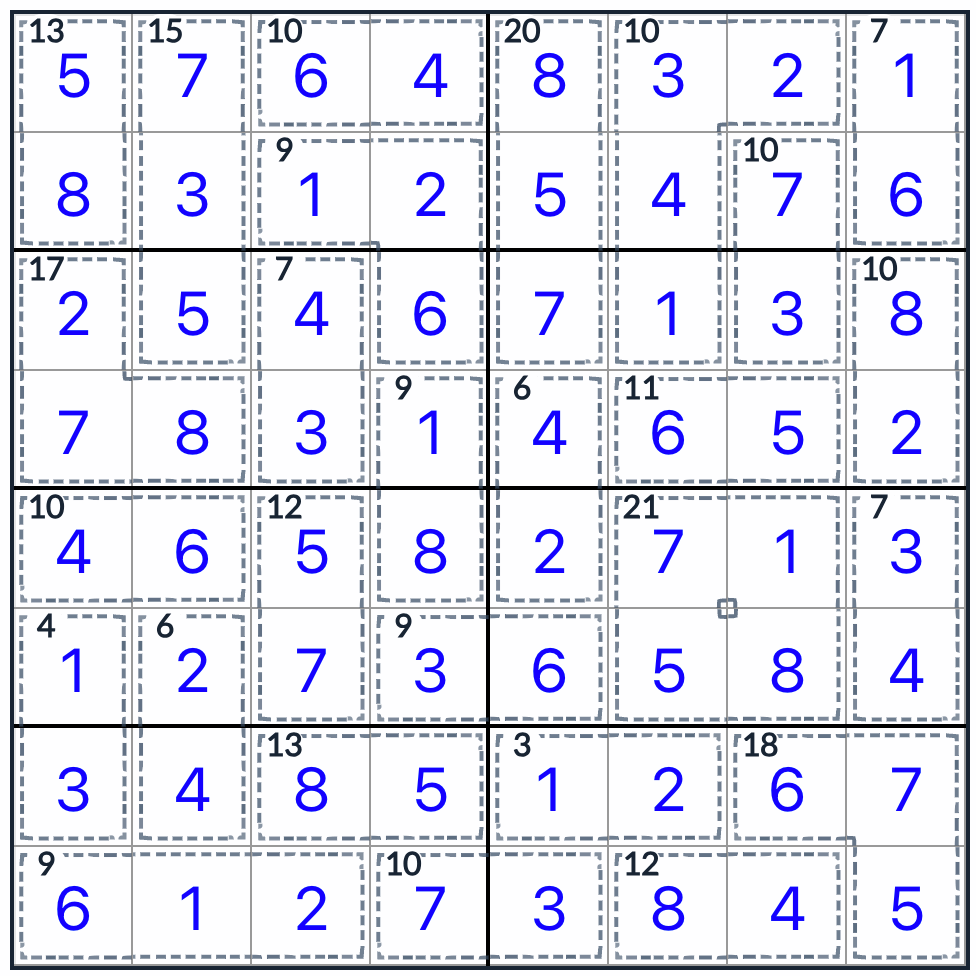 Anti-King Killer Sudoku 8x8 solution