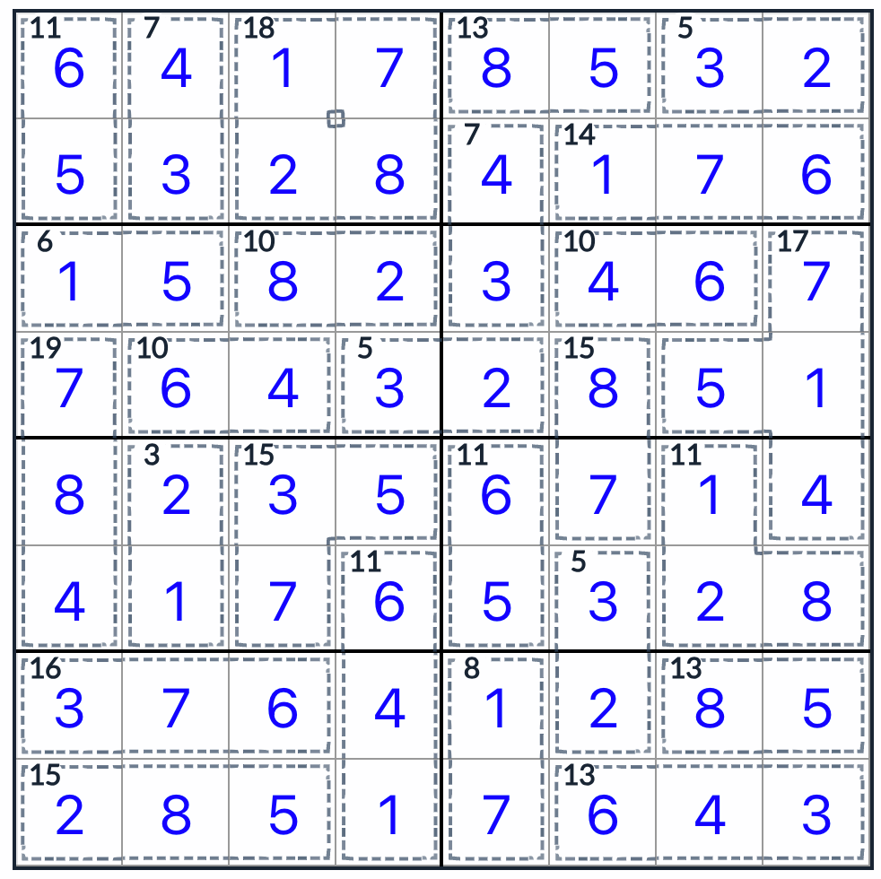 Anti-Knight Killer Sudoku 8x8 solution