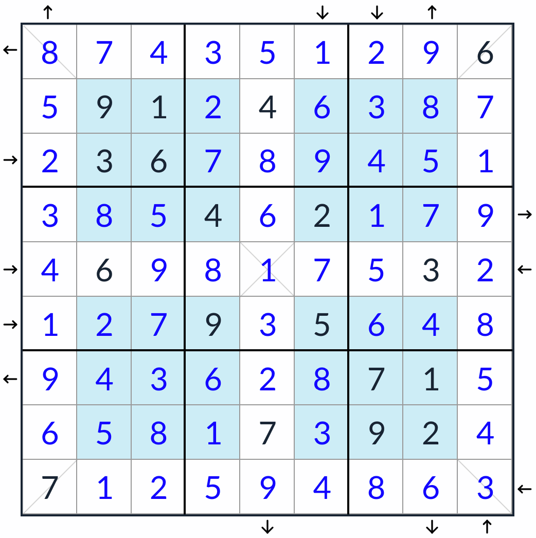 Hyper Diagonal Rossini Sudoku solution
