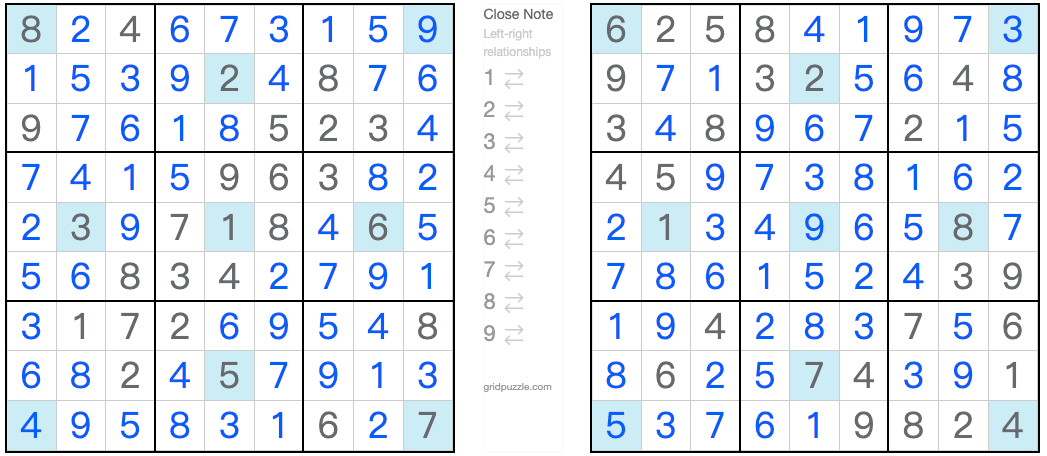 Twin Corresponding Girandola Sudoku solution