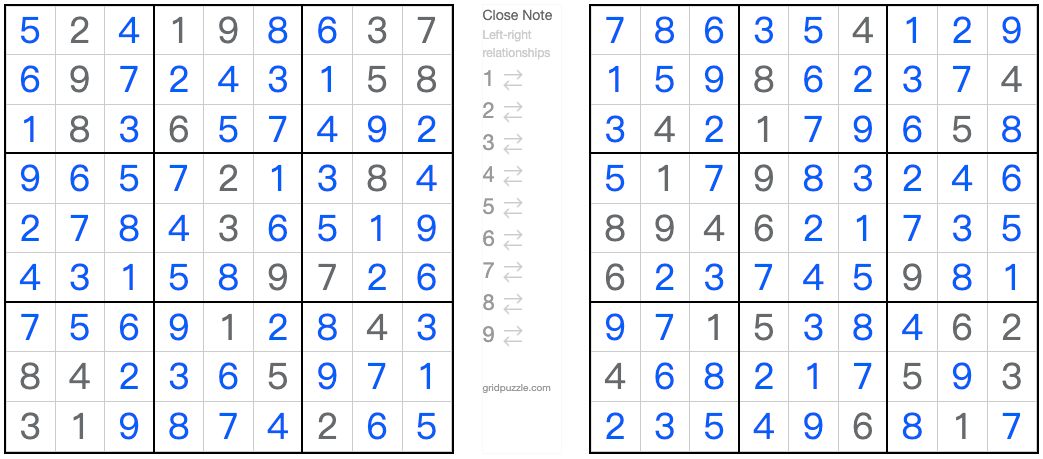 Twin Corresponding Anti-king Sudoku solution
